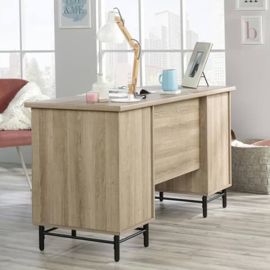 Avon Computer Desk With 6 Drawers In Sky Oak And White_5