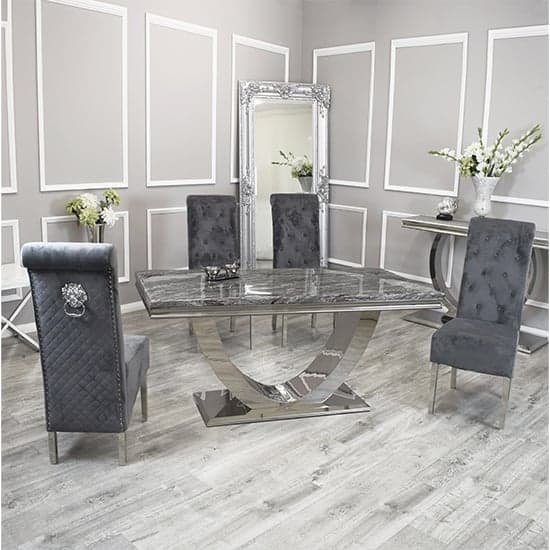 Avon Dark Grey Marble Dining Table 4 Elmira Dark Grey Chairs_1