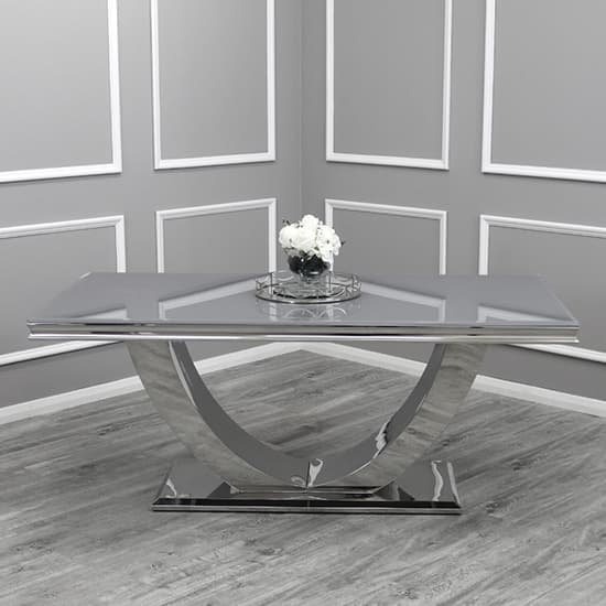 Avon Grey Glass Dining Table With 6 Elmira Dark Grey Chairs_2