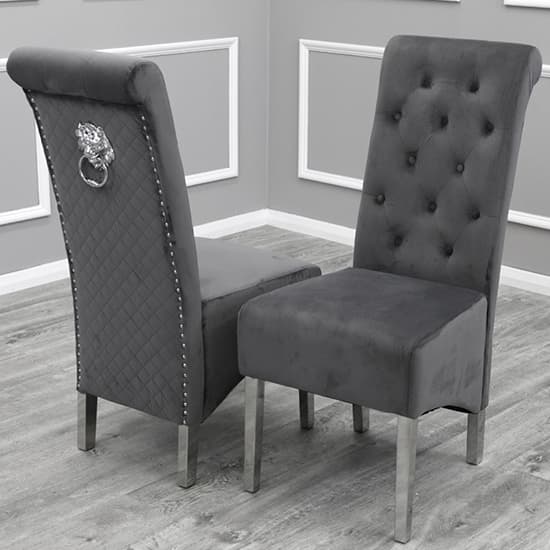 Avon Grey Glass Dining Table With 6 Elmira Dark Grey Chairs_3
