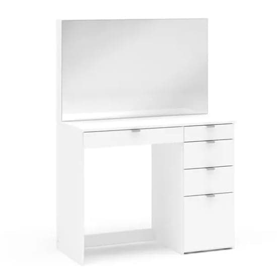 Avon Wooden Dressing Table With 5 Drawers And Mirror In White_2