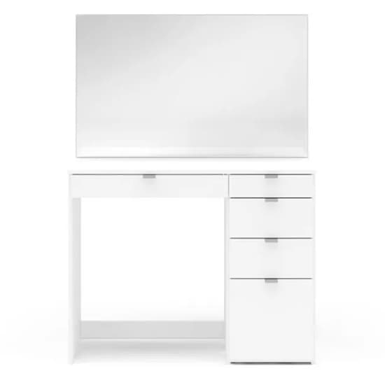 Avon Wooden Dressing Table With 5 Drawers And Mirror In White_4