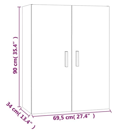 Avon Wooden Wall Storage Cabinet With 2 Door In Concrete Effect_5