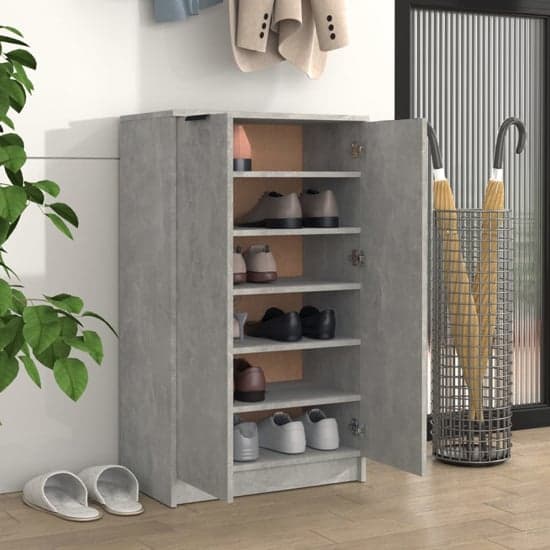 Avory Shoe Storage Cabinet With 2 Doors In Concrete Effect_2