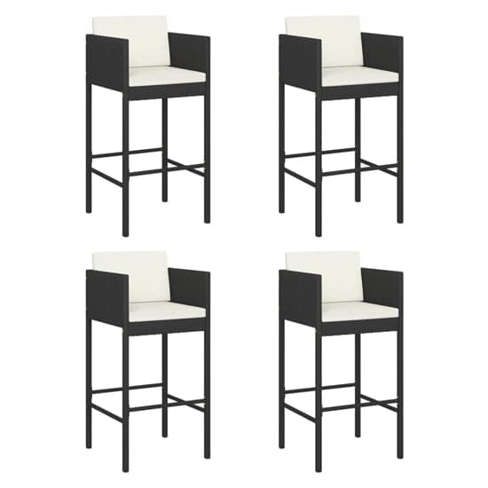 Avyanna Set Of 4 Poly Rattan Bar Chairs With Cushions In Black_1