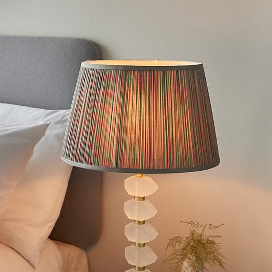 Awka Charcoal Silk Shade Table Lamp With Frosted Glass Base_2