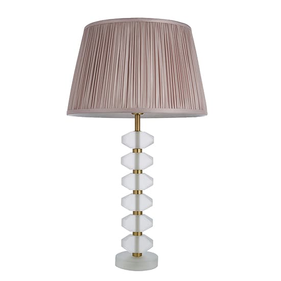 Awka Dusky Pink Silk Shade Table Lamp With Frosted Glass Base_5