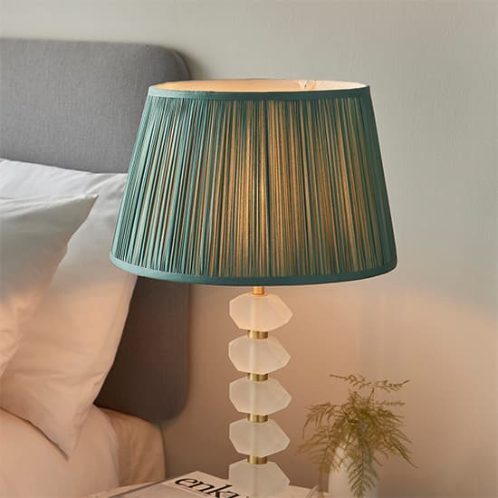 Awka Fir Silk Shade Table Lamp With Frosted Glass Base_2