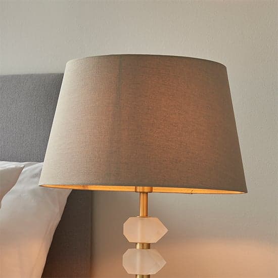 Awka Grey Linen Shade Table Lamp With Frosted Glass Base_2
