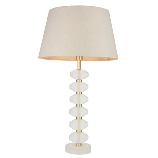 Awka Grey Linen Shade Table Lamp With Frosted Glass Base_4