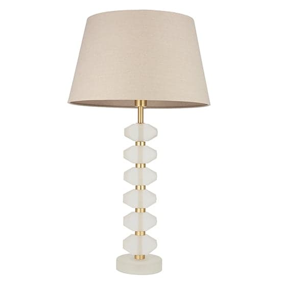 Awka Grey Linen Shade Table Lamp With Frosted Glass Base_5
