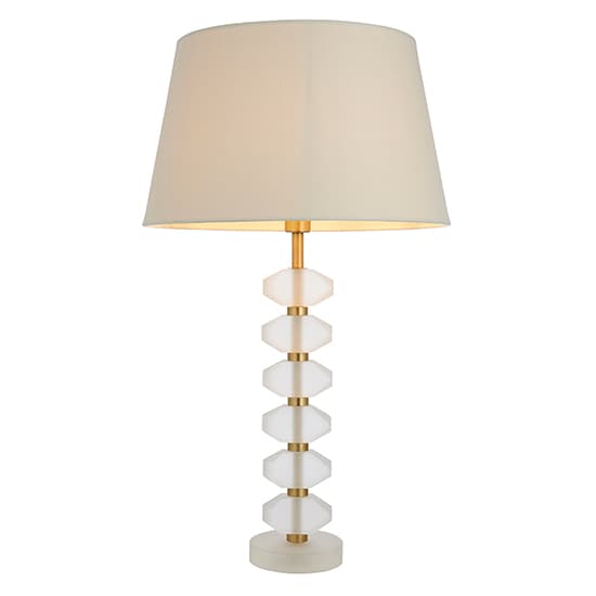 Awka Ivory Linen Shade Table Lamp With Frosted Glass Base_4