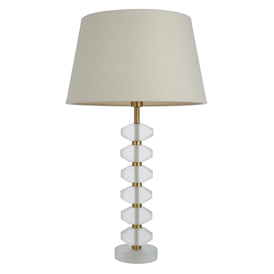 Awka Ivory Linen Shade Table Lamp With Frosted Glass Base_5