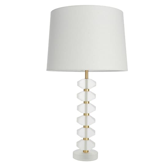 Awka White Linen Shade Table Lamp With Frosted Glass Base_5