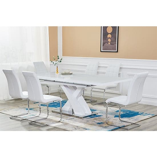 Axara Large Extending High Gloss Dining Table In White_8
