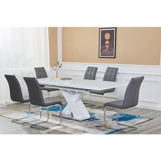 Axara Large Extending High Gloss Dining Table In White_9