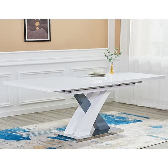 Axara Extending White Grey Gloss Dining Table 6 Gia Grey Chairs_2