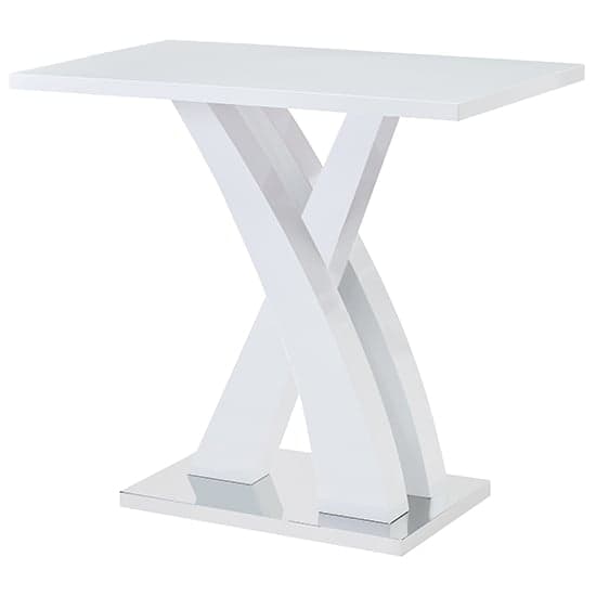 Axara White High Gloss Bar Table With 4 Candid White Stools_2