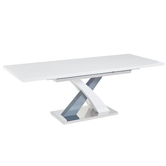 Axara Large Extending Gloss Dining Table In White And Grey_2