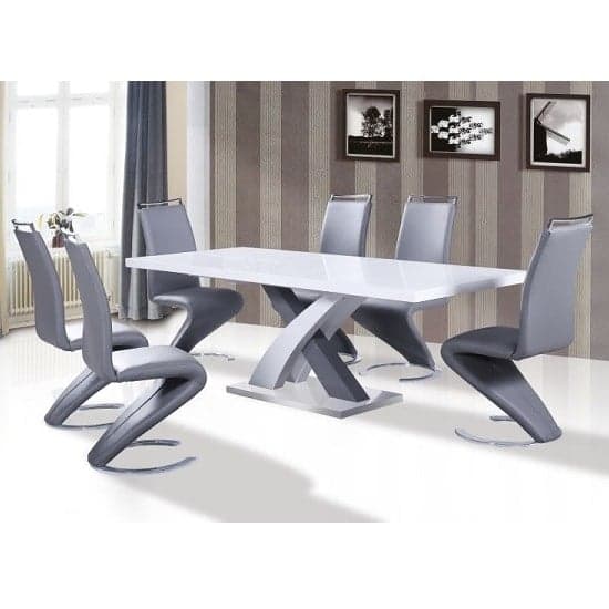 Axara Large Extending Grey Dining Table 6 Summer Grey Chairs_1