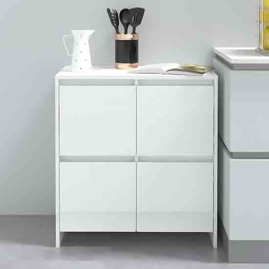 Axton High Gloss Storage Cabinet With 4 Doors In White_1