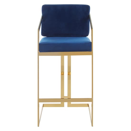 Azaltro Blue Velvet Bar Chair With Gold Steel Frame_2