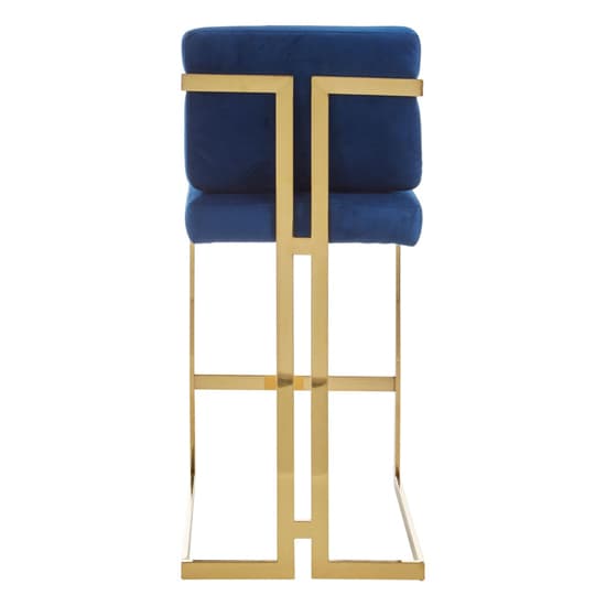 Azaltro Blue Velvet Bar Chair With Gold Steel Frame_4