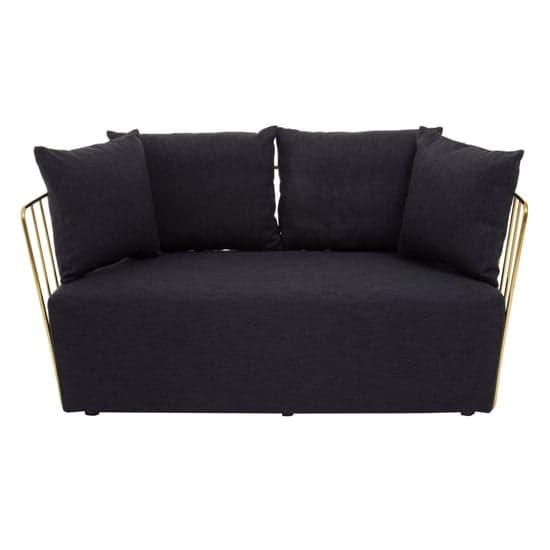 Azaltro Fabric 2 Seater Sofa With Gold Steel Frame In Black_2