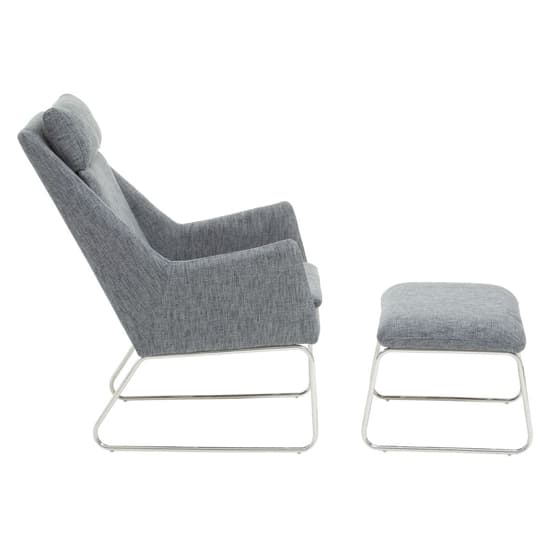 Azaltro Fabric Bedroom Chair With Footstool In Grey_4