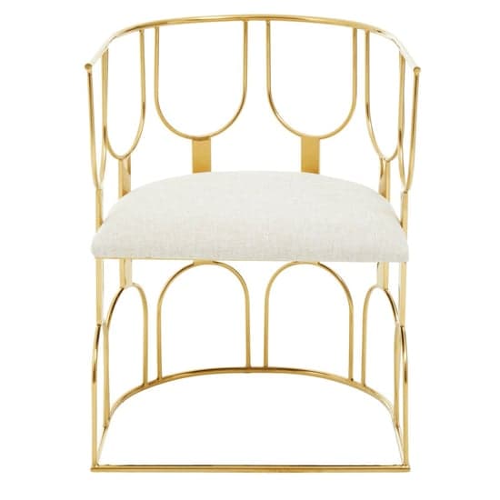 Azaltro Fabric Bedroom Chair With Gold Metal Frame In Natural_2