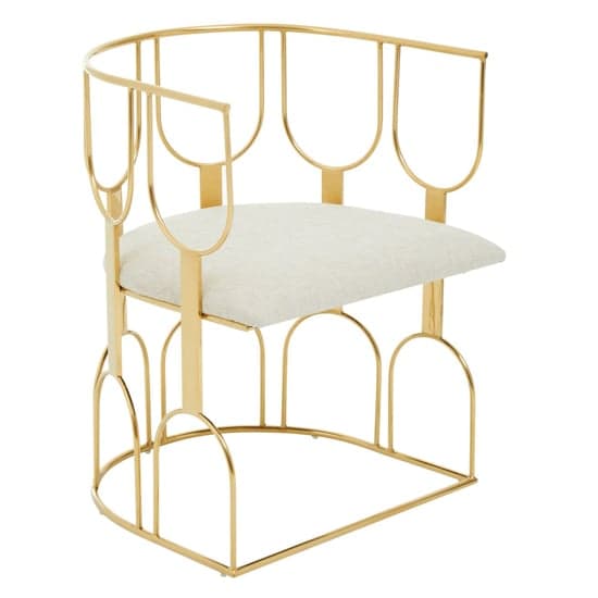Azaltro Fabric Bedroom Chair With Gold Metal Frame In Natural_1