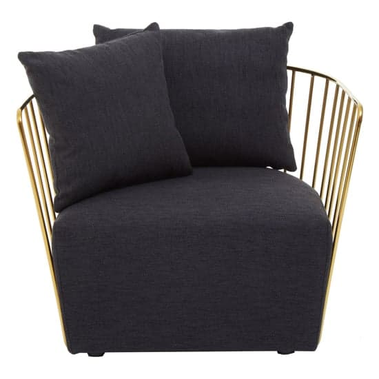 Azaltro Fabric Lounge Chair With Gold Steel Frame In Black_2