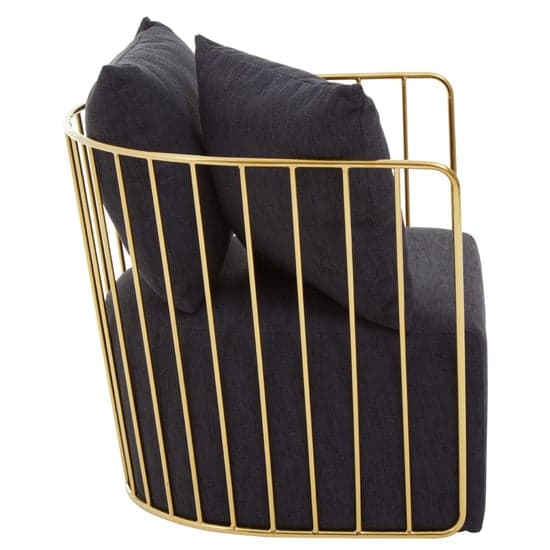 Azaltro Fabric Lounge Chair With Gold Steel Frame In Black_3