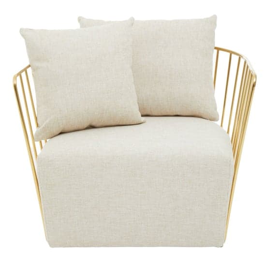Azaltro Fabric Lounge Chair With Gold Steel Frame In Natural_2