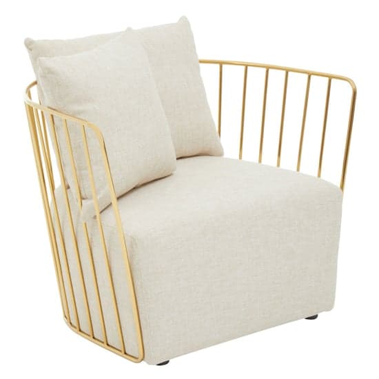 Azaltro Fabric Lounge Chair With Gold Steel Frame In Natural_1