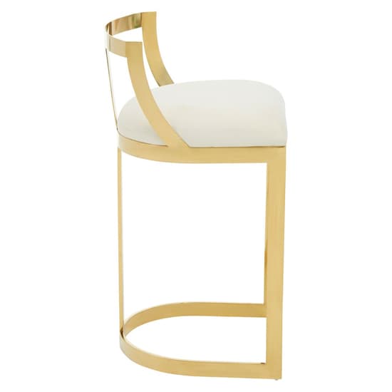 Azaltro Ivory Velvet Bar Chair With Gold Steel Frame_3