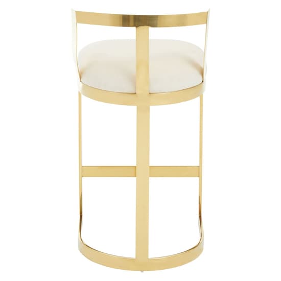 Azaltro Ivory Velvet Bar Chair With Gold Steel Frame_4