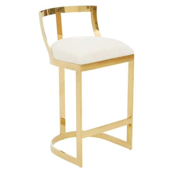 Azaltro Ivory Velvet Bar Chair With Gold Steel Frame_1