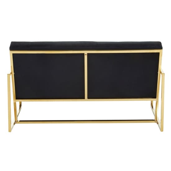 Azaltro Velvet 2 Seater Sofa With Gold Steel Frame In Black_4