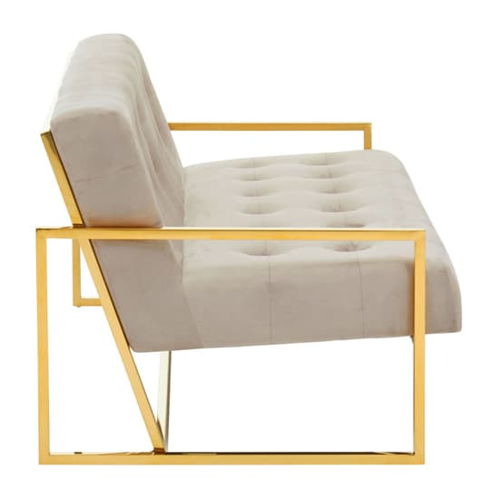 Azaltro Velvet 2 Seater Sofa With Gold Steel Frame In Mink_3