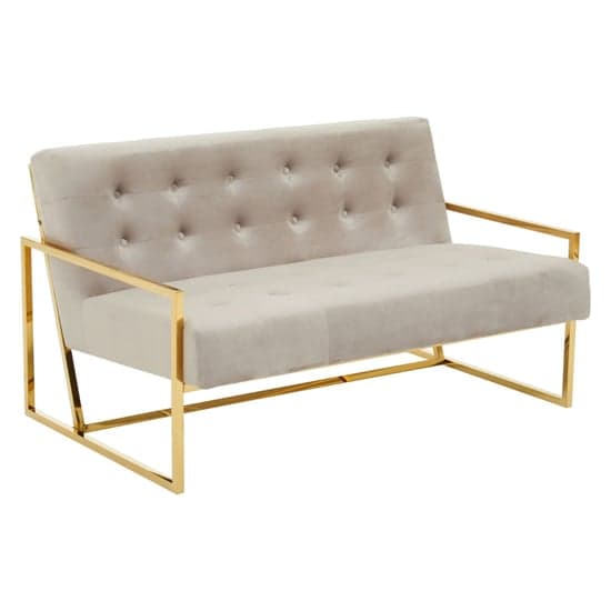 Azaltro Velvet 2 Seater Sofa With Gold Steel Frame In Mink_1