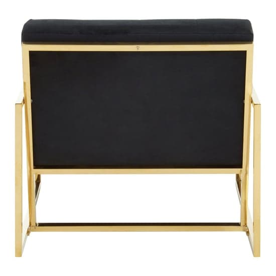 Azaltro Velvet Lounge Chair With Gold Steel Frame In Black_4