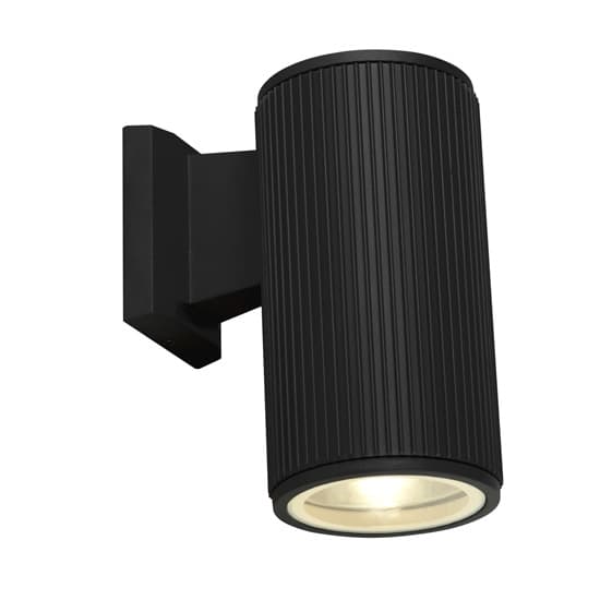 Azha Round Outdoor Wall Light In Black With Clear Glass_2