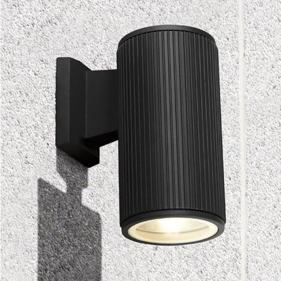Azha Round Outdoor Wall Light In Black With Clear Glass_1