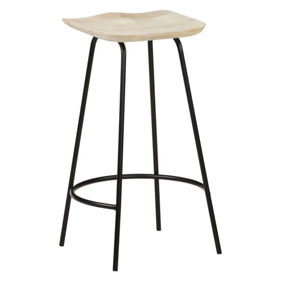 Azul Natural Wooden Bar Stools With Black Metal Frame In A Pair_4