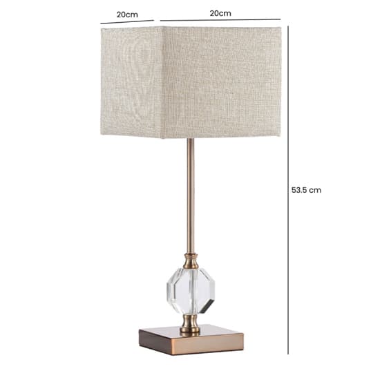 Azusa Cream Linen Shade Crystal Table Lamp with Metal Base_2
