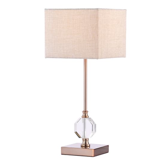 Azusa Cream Linen Shade Crystal Table Lamp with Metal Base_3