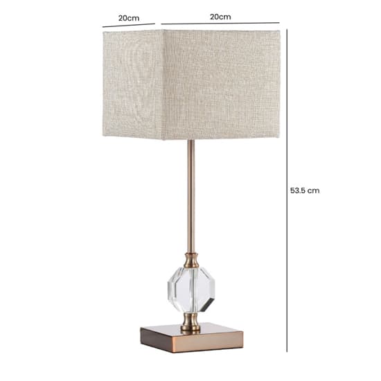 Azusa Cream Linen Shade Crystal Table Lamp with Metal Base_6