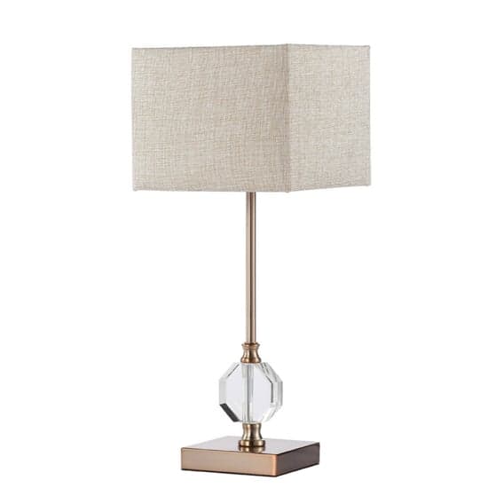Azusa Cream Linen Shade Crystal Table Lamp with Metal Base_1
