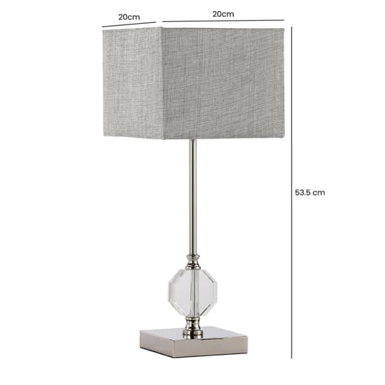 Azusa Grey Linen Shade Crystal Table Lamp with Metal Base_2